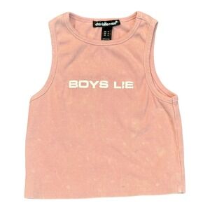 Charlotte Russe Boys Lie Pink Graphic Crop‎ Top Sleeveless Shirt Size Small